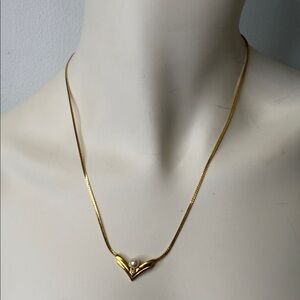 Avon Gold Necklace with Pearl Accent - 19 inches